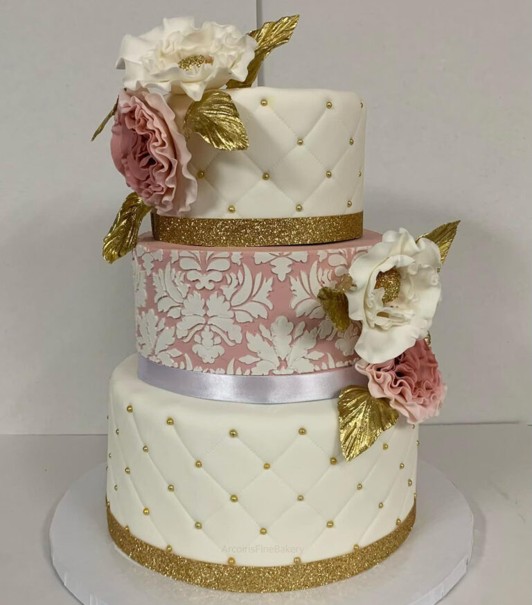 Wedding or quinceañera cake by Arcoiris Fine Bakery