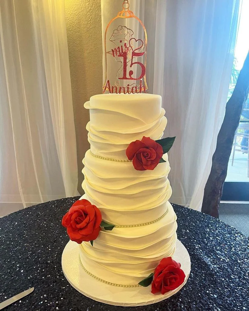 Wedding or quinceañera cake by Arcoiris Fine Bakery