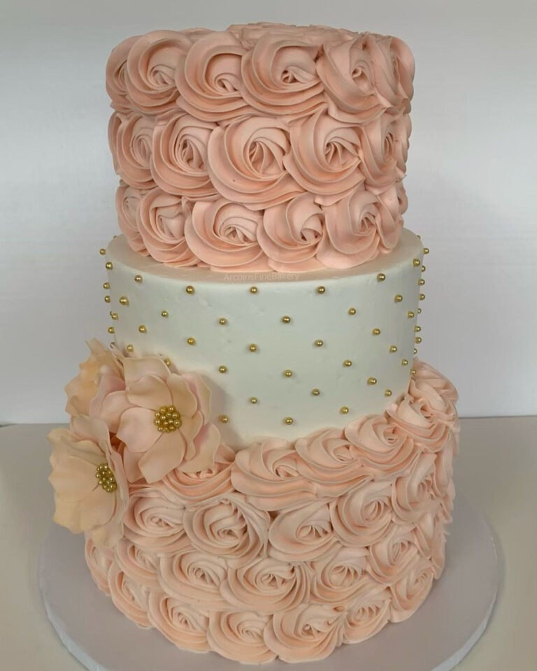 Wedding or quinceañera cake by Arcoiris Fine Bakery