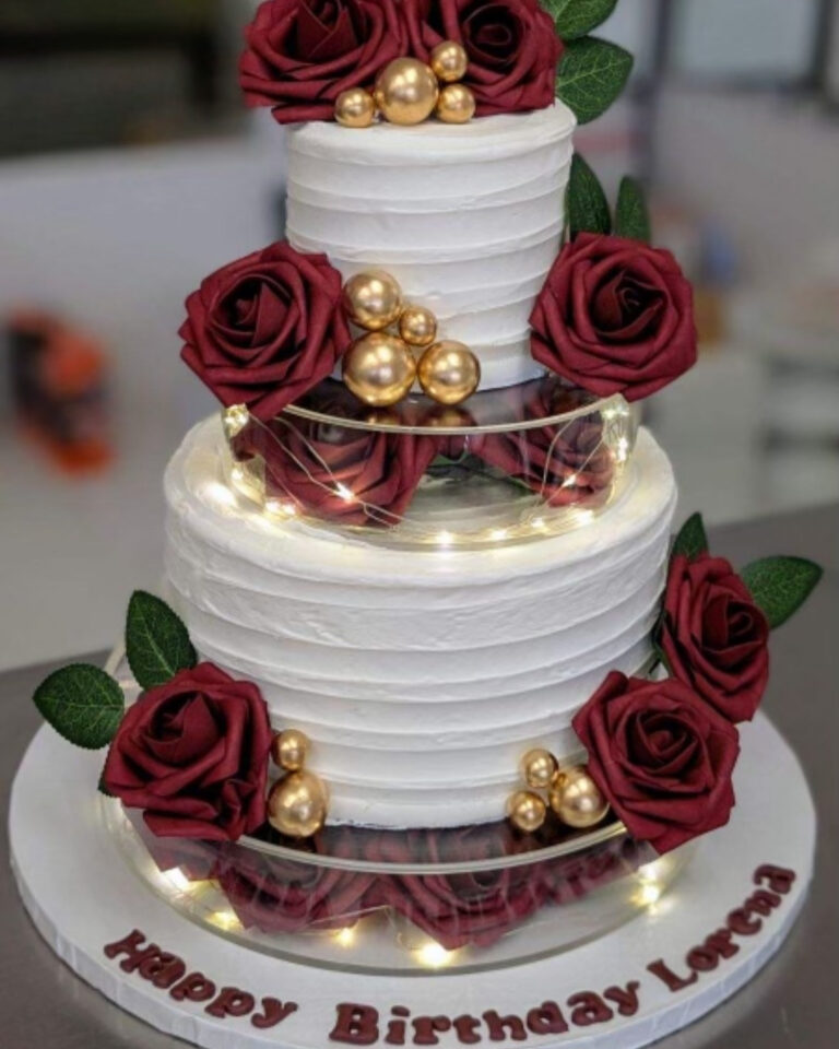 Wedding or quinceañera cake by Arcoiris Fine Bakery